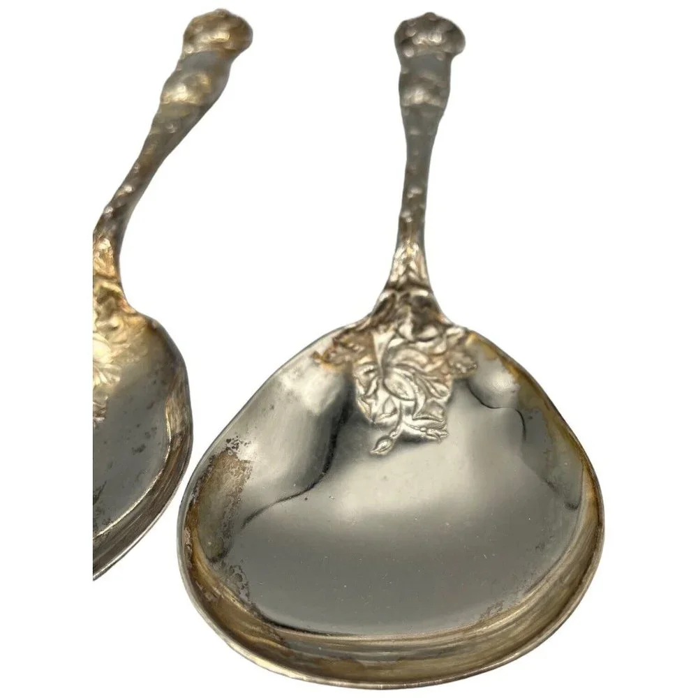 W.A. Silverplate Italy Bridal Rose Pattern 2 pc Salad Serving Set 9 1/2